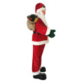 Standing Plush Santa Claus Figure with Mistletoe Bag